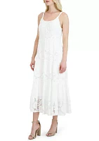 Women's Sleeveless Scoop Neck Lace Maxi Dress