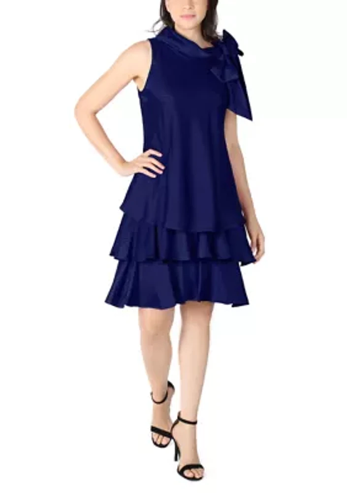 Women's Sleeveless Bow Neck Satin Dress