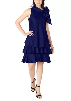 Women's Sleeveless Bow Neck Satin Dress