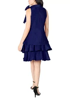 Women's Sleeveless Bow Neck Satin Dress