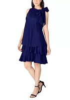 Women's Sleeveless Bow Neck Satin Dress