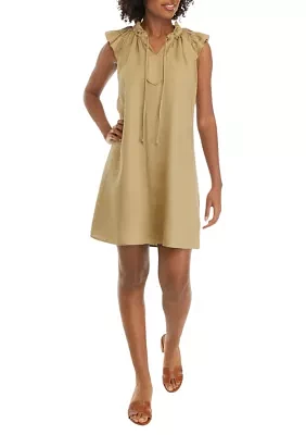 Women's Flutter Sleeve Linen A-Line Dress