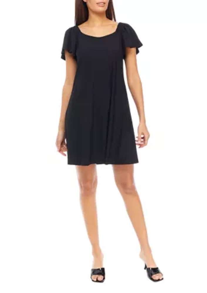 Women's Flutter Sleeve Scoop Neck A-Line Dress