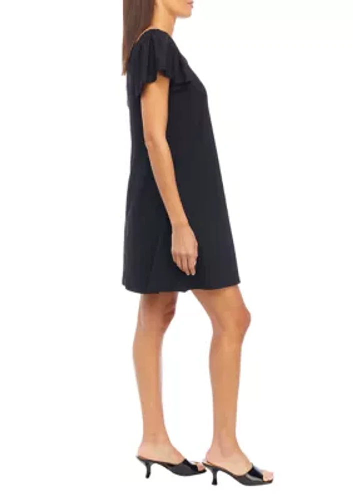 Women's Flutter Sleeve Scoop Neck A-Line Dress