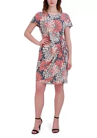 Women's Short Sleeve Crew Neck Floral Print Dress