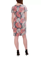 Women's Short Sleeve Crew Neck Floral Print Dress