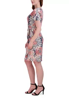 Women's Short Sleeve Crew Neck Floral Print Dress