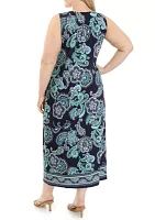 Plus Sleeveless Paisley Print Midi Dress