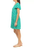 Women's Flutter Sleeve Scoop Neck Printed A-Line Dress