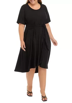 Plus Short Puff Sleeve Dress