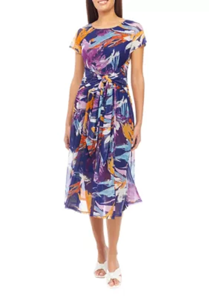 Women's Abstract Print Fit and Flare Dress