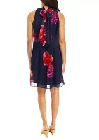 Women's Sleeveless V-Neck  Floral A-Line Dress