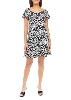 Women's Scoop Neck Abstract Printed A-Line Dress