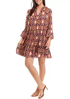 Women's 3/4 Bell Sleeve Printed Dress