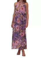 Women's Sleeveless Halter Neck Floral Print Dress