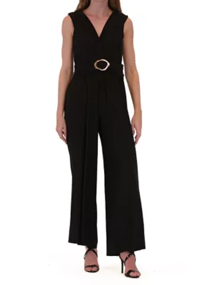 Women's V-Neck Solid Jumpsuit