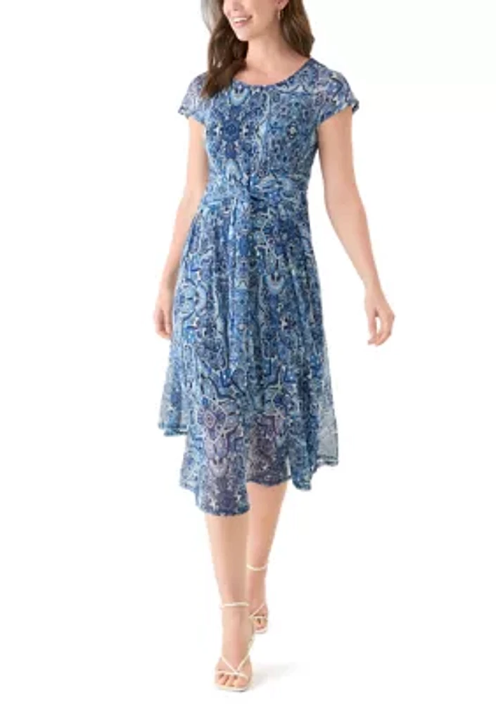 Women's Cap Sleeve Paisley Print Dress