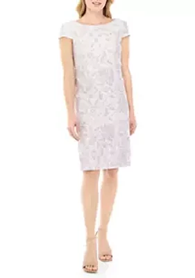 Donna Ricco New York Women's Cap Sleeve Floral Jacquard Sheath Dress