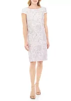 Donna Ricco New York Women's Cap Sleeve Floral Jacquard Sheath Dress