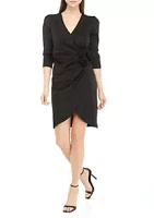 Donna Ricco New York Women's 3/4 Sleeve Faux Wrap Dress