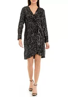 Donna Ricco New York Women's Long Sleeve Velvet Sequin Dress