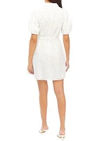 Women's Puff Sleeve Eyelet Shirtdress