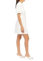 Women's Puff Sleeve Eyelet Shirtdress