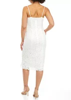 Women's Strappy Solid Lace Cami Midi Dress