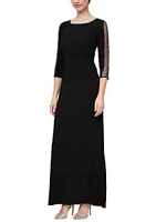 SLNY Women's Boat Neck Ruched Waist Gown