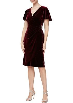 Women's V-Neck Velvet Sheath Dress