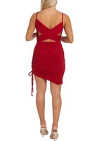 Women's Solid Asymmetrical Side Ruched Dress