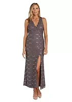 Nightway Long Glitter Lace W Scalloped V Front