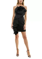 Women's Halter Neck Scuba Rosette Sheath Dress