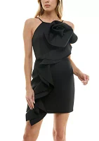 Women's Halter Neck Scuba Rosette Sheath Dress