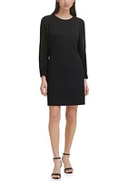 Women's Pleated Sleeve Structured Sheath Dress