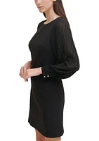 Women's Pleated Sleeve Structured Sheath Dress