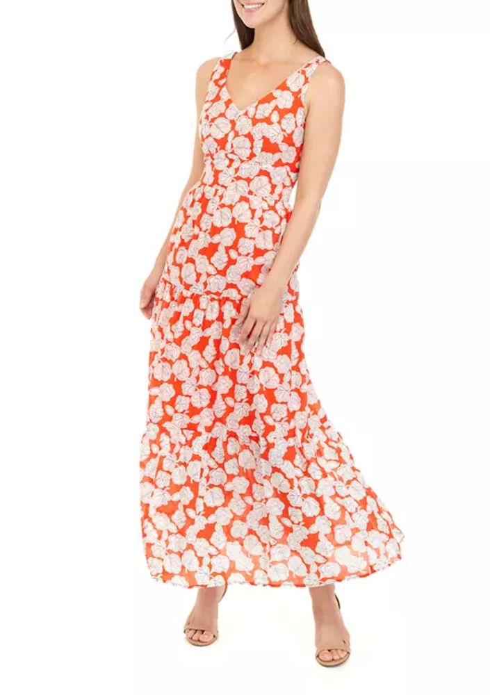 Belk Women's Sleeveless V-Neck Floral Print Maxi Dress | The Summit