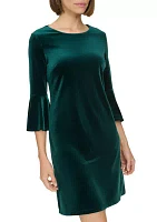 Women's Bell Sleeve Velvet Shift Dress