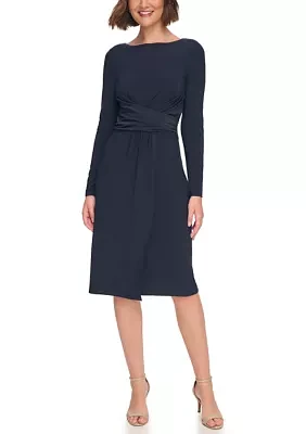 Women's Long Sleeve Ruched Waist Dress