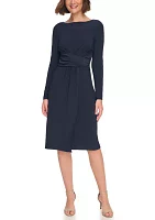 Women's Long Sleeve Ruched Waist Dress