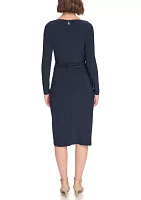 Women's Long Sleeve Ruched Waist Dress