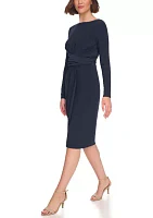 Women's Long Sleeve Ruched Waist Dress