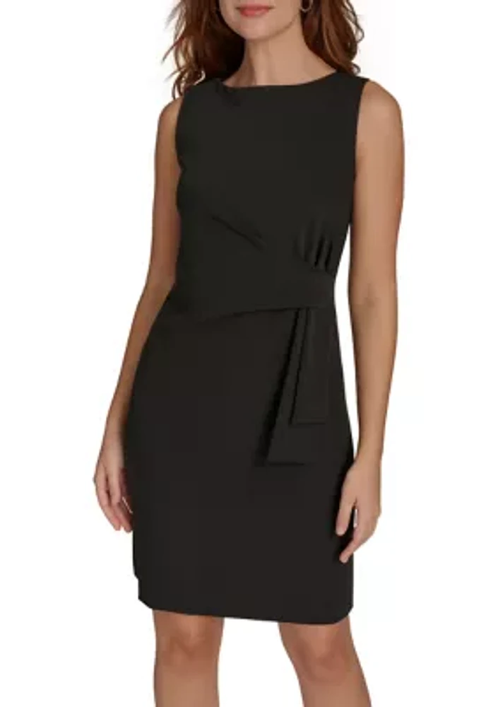 Women's Sleeveless Bateau Neck Side Drape Sheath Dress