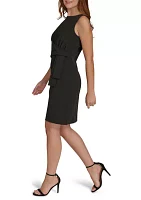 Women's Sleeveless Bateau Neck Side Drape Sheath Dress