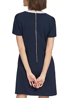 Women's Color Block Shift Dress with Pockets