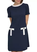 Women's Color Block Shift Dress with Pockets