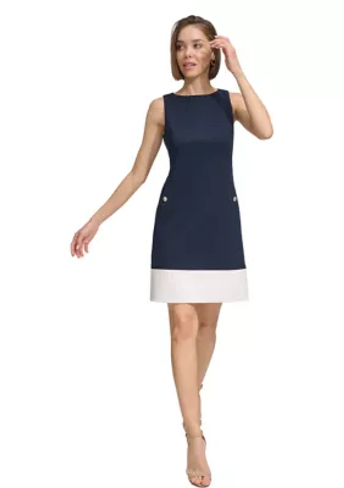 Women's Color Block A-line Pocket Dress