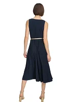 Women's Sleeveless Pleated Skirt Midi Dress