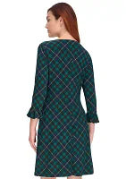 Women's 3/4 Sleeve Pleat Cuff Jersey Shift Dress