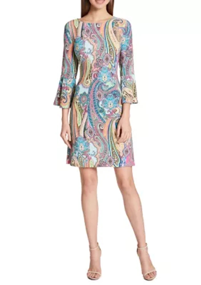 Women's 3/4 Bell Sleeve Jaipur Paisley Shift